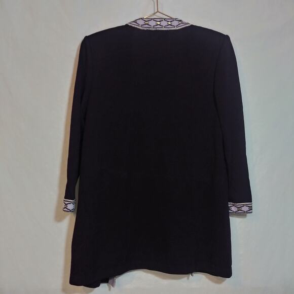 ST JOHN Eggplant Purple Santana Knit Sweater Cardigan Jacket Vintage Size Small - Picture 6 of 9